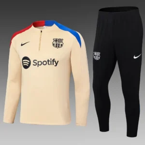 2024/2025 Barcelona Half-Pull Training Suit Yellow Football Shirt