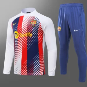 2023/2024 Barcelona Half-Pull Training Suit White Football Shirt