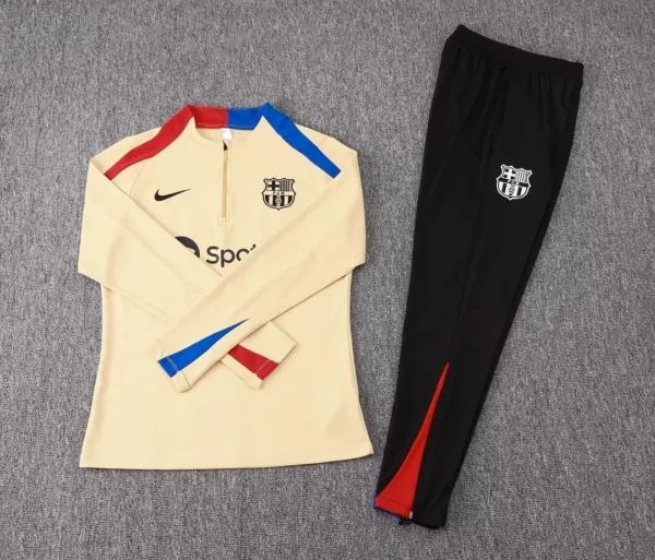 2024/2025 Barcelona Half-Pull Training Suit Yellow Football Shirt