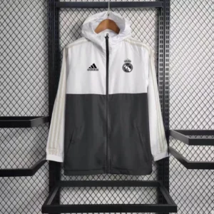2023/2024 Real Madrid Windbreaker White-Black Football Shirt