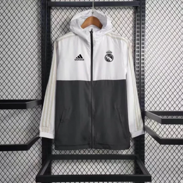2023/2024 Real Madrid Windbreaker White-Black Football Shirt