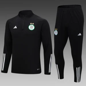 2022 Algeria Half-Pull Training Suit Black Football Shirt