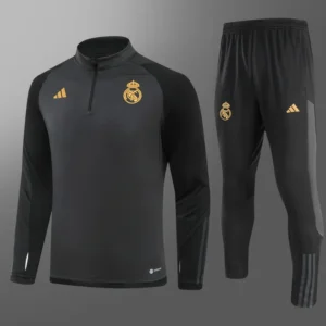 2023/2024 Real Madrid Half-Pull Training Suit Gray-black Football Shirt