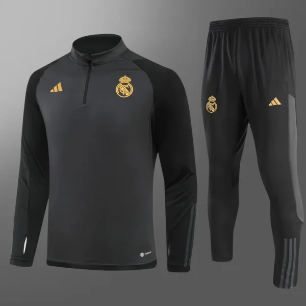 2023/2024 Real Madrid Half-Pull Training Suit Gray-black Football Shirt