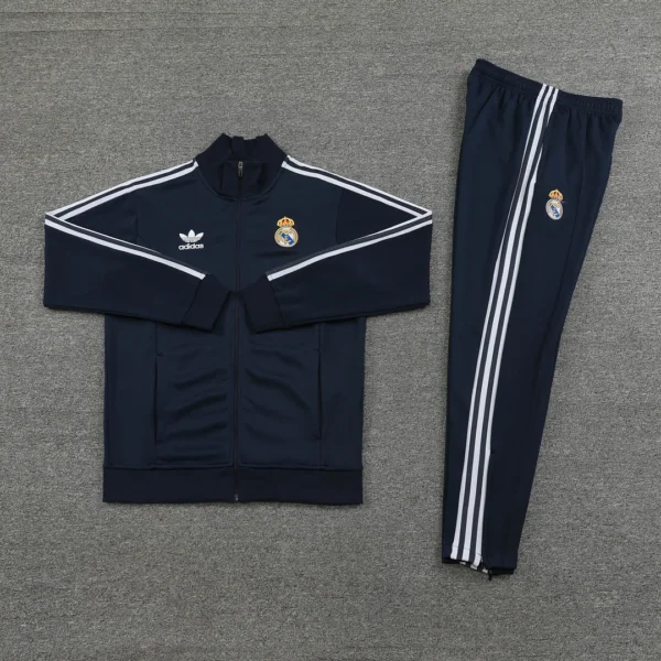 2024/2025 Real Madrid Long Zipped Jacket Training Suit Royal Blue Football Shirt