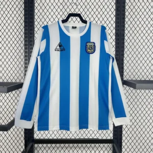 1986 Retro Argentina Home Long Sleeve Jersey