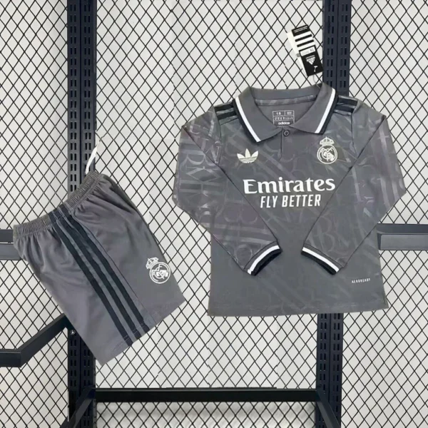 2024/2025 Long Sleeve Real Madrid Away Football Jersey Kids Size