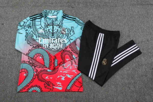 2023/2024 Real Madrid Half-Pull Training Suit Green Red Football Shirt