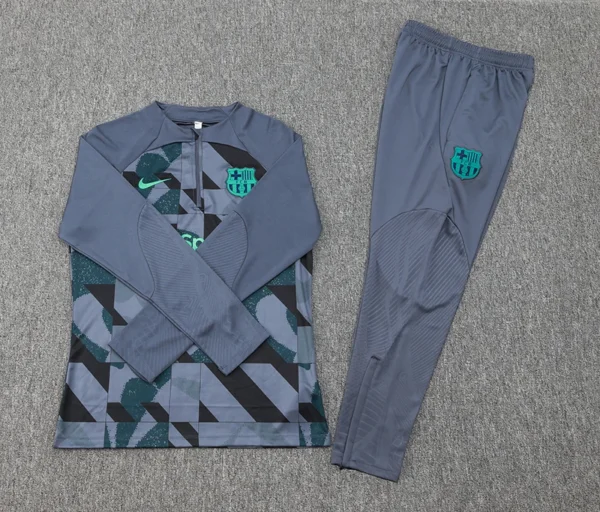 2023/2024 Barcelona Half-Pull Training Suit Grey Football Shirt