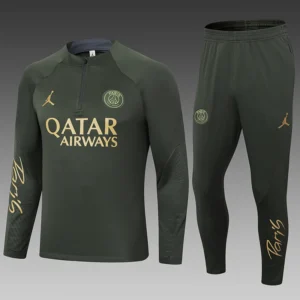 2023/2024 Paris Saint-Germain Half-Pull Training Suit Green Football Shirt