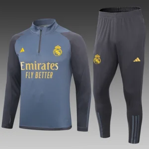 2023/2024 Real Madrid Half-Pull Training Suit Grey Football Shirt