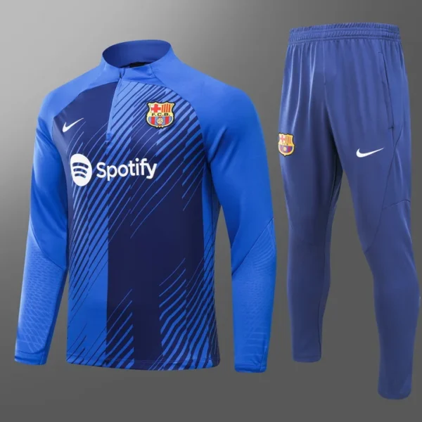 2023/2024 Barcelona Half-Pull Training Suit Blue Football Shirt